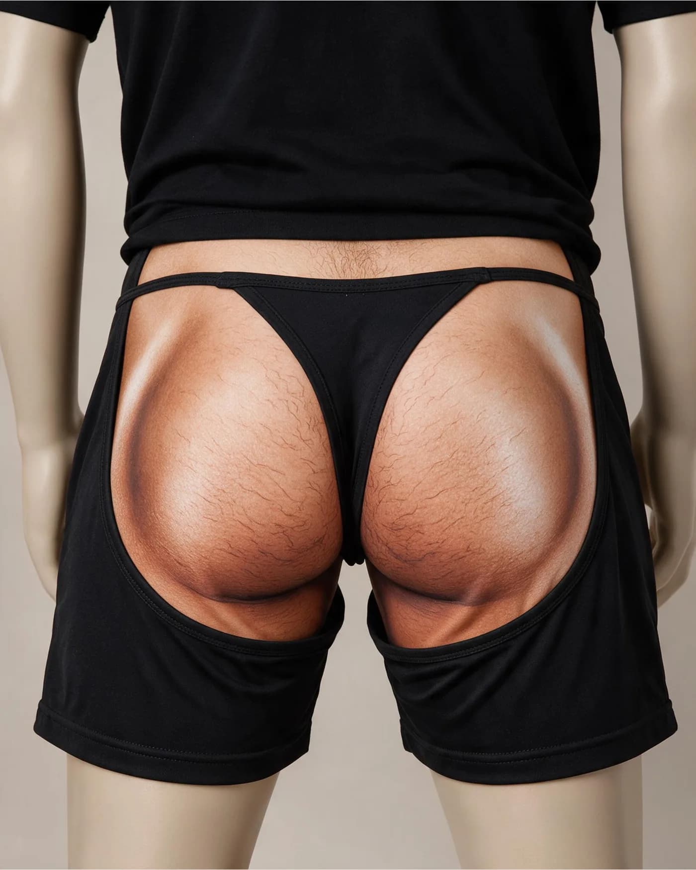 Fake Thong Cutout Shorts